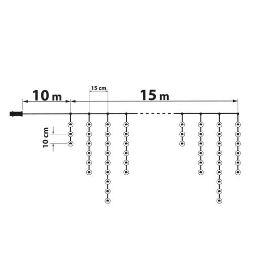 59770C • Svetelný záves – 15 m – studená biela – 600 LED – 100–240 V – 6 W – priehľadný kábel