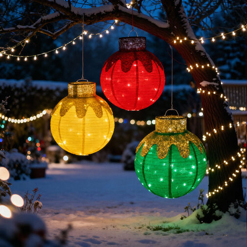 59772B • Svetelná dekorácia – guľová ozdoba – 60 LED – 60 x 83 cm – zelená – 100–200 V AC