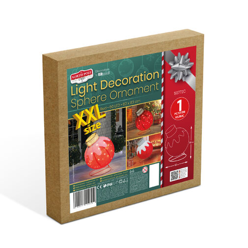 59772C •  Svetelná dekorácia – guľová ozdoba – 60 LED – 60 x 83 cm – červená – 100–200 V AC