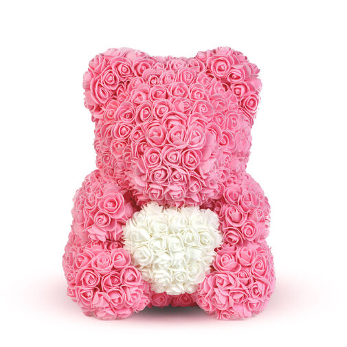 A0221-RF • Macík z ruží - ružový - biely - 40 cm