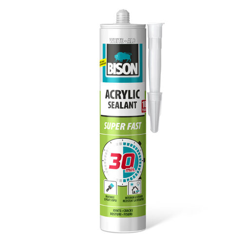 B05624 • Bison 30-minútový akrylový tmel, biely, 300 ml