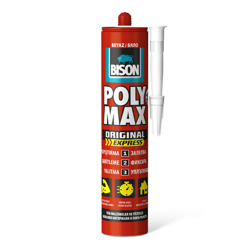 B14260 • BISON Poly Max Express biely tesniaci materiál, SM polymérne lepidlo, 425 g