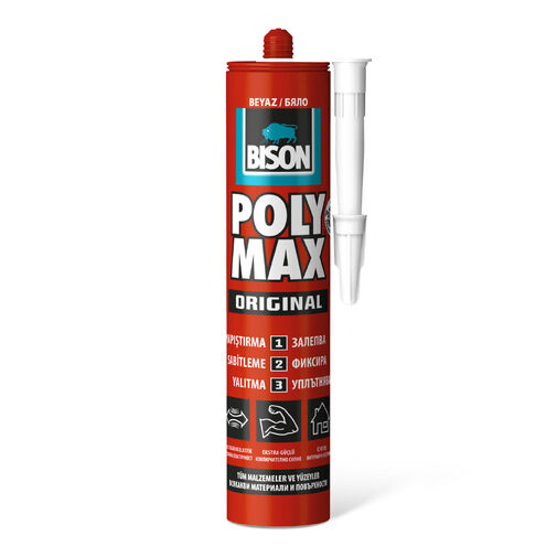 B23440 • BISON Poly Max Original biely tesniaci materiál, SM polymérne lepidlo, 465 g