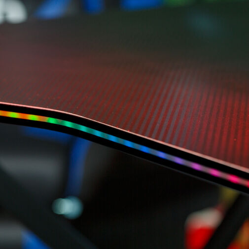 BMD1127BK • Herný stôl - 120 x 60 x 75 cm - RGB LED, USB, držiak na pohár, držiak na slúchadlá, 15 mm MDF-čierny