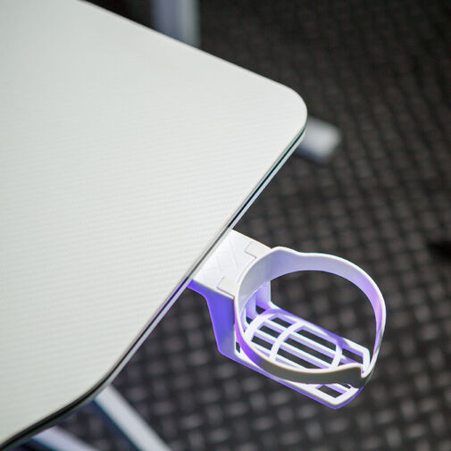 BMD1127WH • Herný stôl - 120 x 60 x 75 cm - RGB LED, USB, držiak na pohár, držiak na slúchadlá, 15 mm MDF-biely