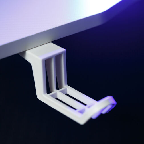 BMD1128WH • Herný stôl - 120 x 60 x 75 cm - RGB LED, USB, držiak na pohár, držiak na slúchadlá, karbónový-biely