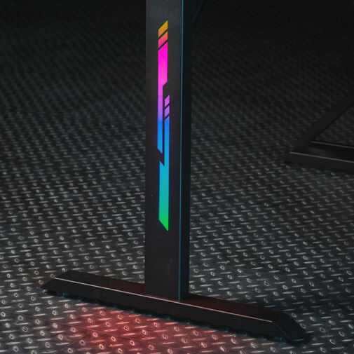 BMD1129BK • SK: Herný stôl - 120 x 60 x 75 cm - RGB LED, USB, držiak na nápoj, držiak na slúchadlá, 5 mm sklo