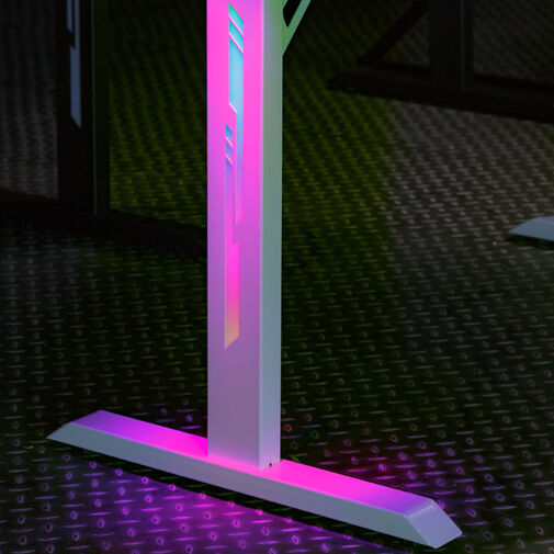 BMD1129WH • SK: Herný stôl - 120 x 60 x 75 cm - RGB LED, USB, držiak na nápoj, držiak na slúchadlá, 5 mm sklo