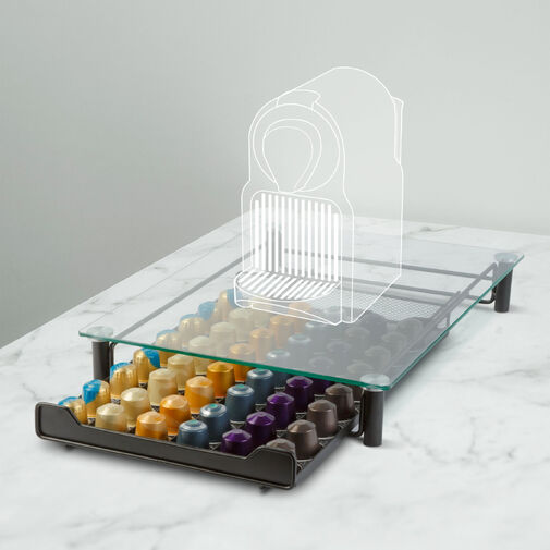 BW0999 • Kovový stojan na kávové kapsule – na 60 kapsúl Nespresso – 410 x 260 x 60 mm – matná čierna