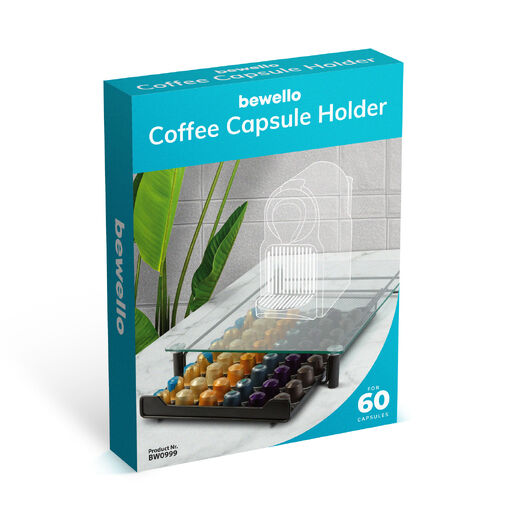 BW0999 • Kovový stojan na kávové kapsule – na 60 kapsúl Nespresso – 410 x 260 x 60 mm – matná čierna