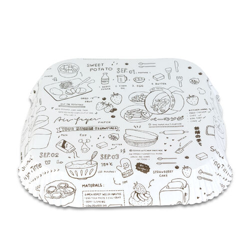 BW1031A • Papier na pečenie do Air fryer - pre varenie bez oleja - vzorovaný, štvorec - 20 cm - 50 ks / baleni