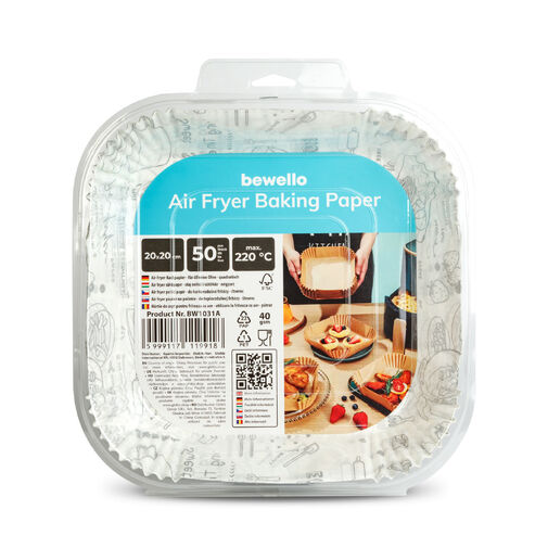 BW1031A • Papier na pečenie do Air fryer - pre varenie bez oleja - vzorovaný, štvorec - 20 cm - 50 ks / baleni