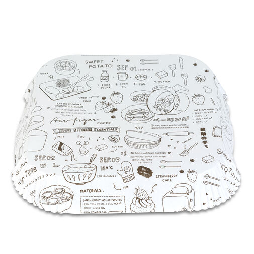 BW1031B • Papier na pečenie do Air fryer - pre varenie bez oleja - vzorovaný, štvorec - 23 cm - 50 ks / baleni