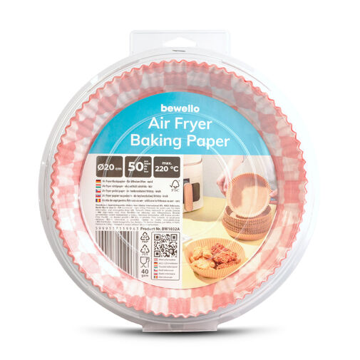 BW1032A • Papier na pečenie do Air fryer - pre varenie bez oleja - károvaný, kruh - 20 cm - 50 ks / balenie