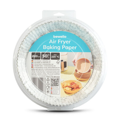 BW1033A • Papier na pečenie do Air fryer - pre varenie bez oleja - vzorovaný, kruh - 20 cm - 50 ks / balenie