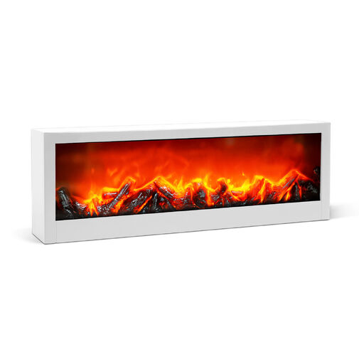 BW2015WH • Krb s LED plameňom - biela - na batérie / USB -  60 x 10 x 20 cm