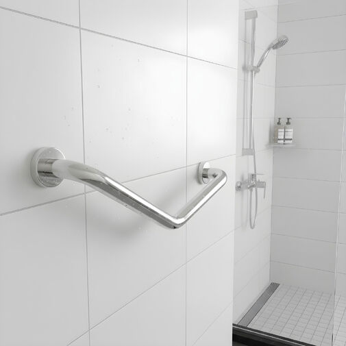 BW3035A • Madlo do kúpeľne - uhlové 45° - nehrdzavejúca oceľ - chrómované - 25 + 25 cm