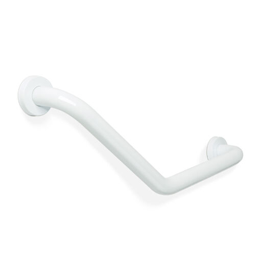 BW3035B • Kúpeľňové madlo – ohnuté v 45° uhle – nehrdzavejúca oceľ – biele – 25 + 25 cm