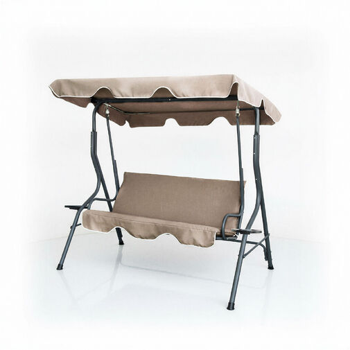 CMK0735 • Záhradná hojdačka - 170 x 110 x 153 cm - tmavobéžová - s držiakom na poháre