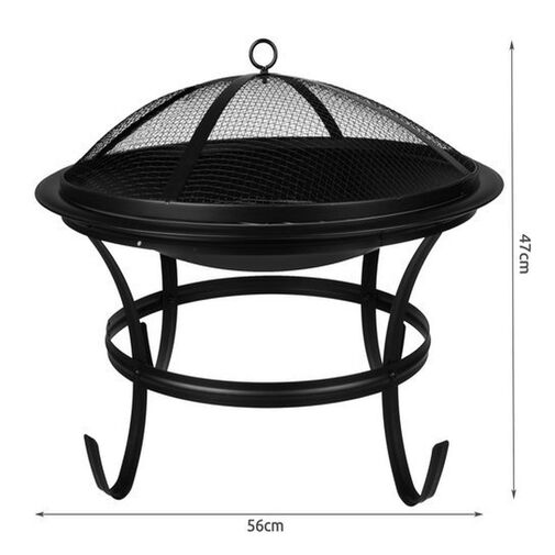 DA00115 • Záhradný gril s pokrievkou – 56 cm – čierny