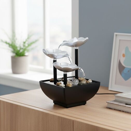 DA01215 • Plastová interiérová fontána – kvety – 15 x 15 x 20 cm