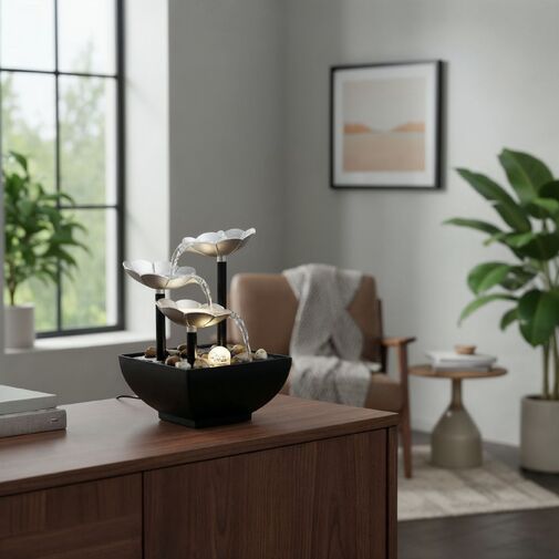 DA01215 • Plastová interiérová fontána – kvety – 15 x 15 x 20 cm