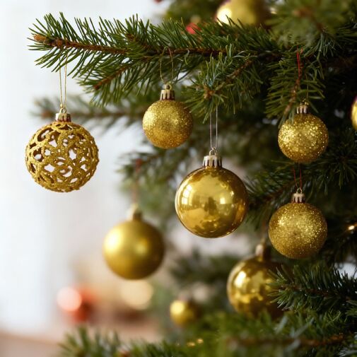 EDO-3082 • Sada vianočných ozdôb – 100 gúľ + špic na stromček – zlatá