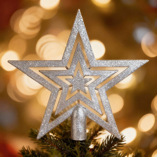 EDO-3083 • Sada vianočných ozdôb - 100 gúľ + hviezdicová špička - strieborná