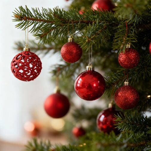 EDO-3084 • Sada vianočných ozdôb - 100 gúľ + špička - červená