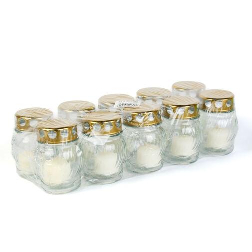 TW1010 • Sklenený kahánok s kovovým viečkom, Farba skla: biela, Farba viečka: zlatá - 10 cm