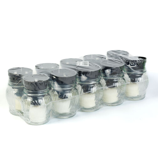 TW1012 • Sklenený kahánok s plastovým viečkom, Farba skla: biela, Farba viečka: čierna - 14 cm