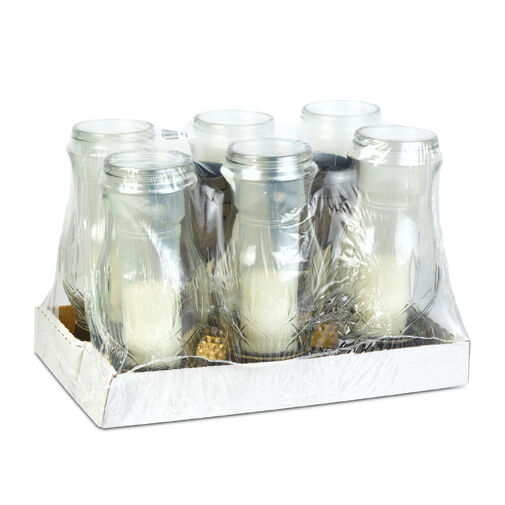 TW1017 • Sklenený kahance s plastovým viečkom, farba skla: biela, farba viečka: čierna-zlatá antik - 28 cm