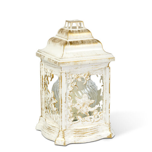 TW1020 • Plastový katedrálny kahance s anjelským motívom, vnútorná sklenená sviečka, farba biela so zlatou an