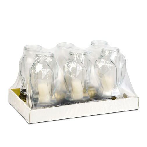 TW1021 • Sklenený kahance s plastovým viečkom, Farba skla: biela, Farba viečka: čierna so zlatou antik -31 cm